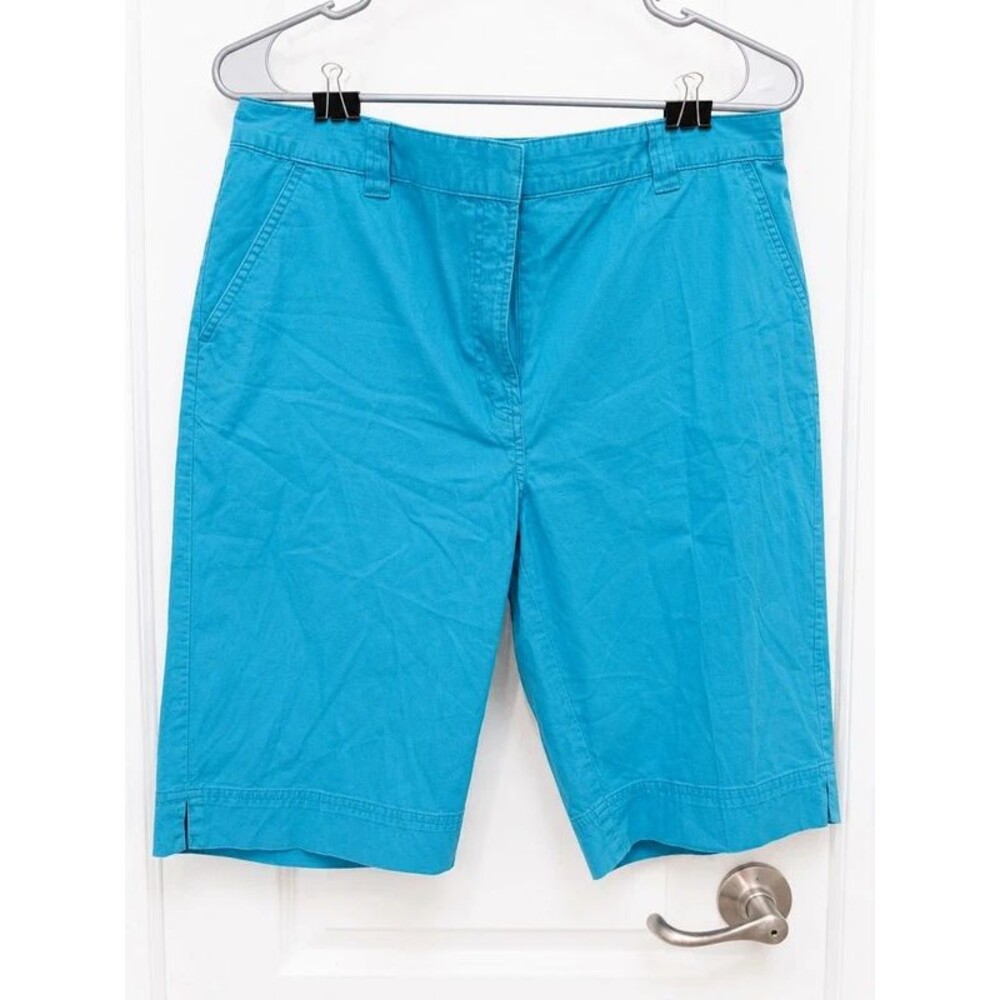 Kim Rogers Women’s Size 12 Turquoise Blue Bermuda Shorts Stretch Cotton